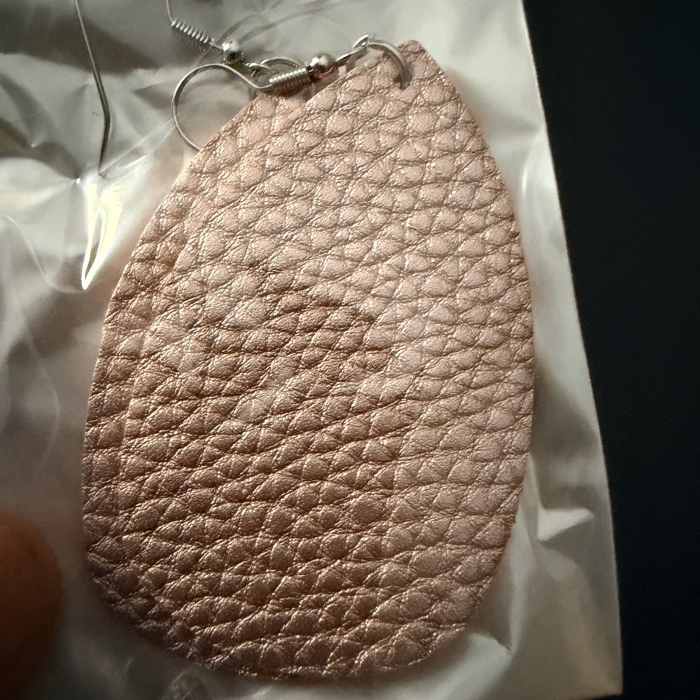 Rose Gold Leather Teardrop Earrings